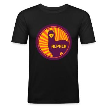 ALPACA ALPAKA - Männer Slim Fit T-Shirt - Schwarz - Vorne - Nik (191cm)