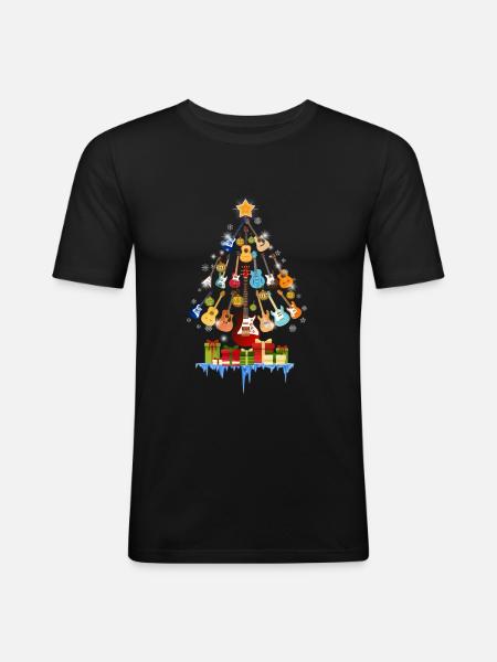 Guitars Christmas Pine Tree - Men's Slim Fit T-Shirt - black