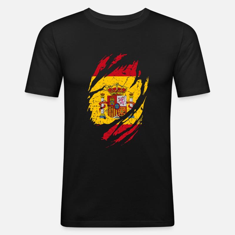 Spanien Flagge - Männer Slim Fit T-Shirt - Schwarz
