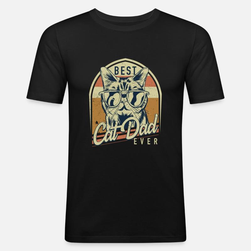 Best Cat Dad Ever - Männer Slim Fit T-Shirt - Schwarz