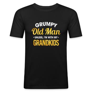 Grumpy Old Man, medmindre jeg er med mine børnebørn sjove - Herre Slim Fit T-Shirt - sort - Foran - Nik (191cm)