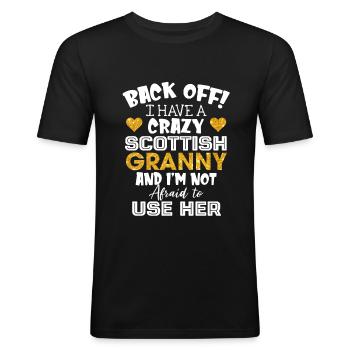 I Have A Crazy Scottish Granny Funny Kids Saying - Men's Slim Fit T-Shirt - black - Front - Nik (191cm)