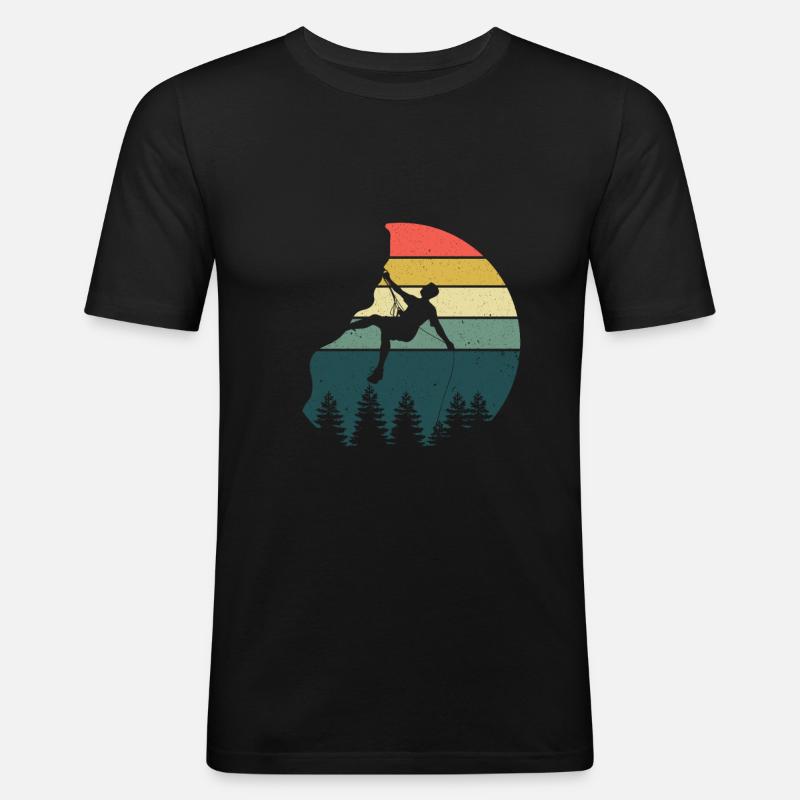 Kletterer Geschenk Bergsteiger Retro Boulder - Männer Slim Fit T-Shirt - Schwarz