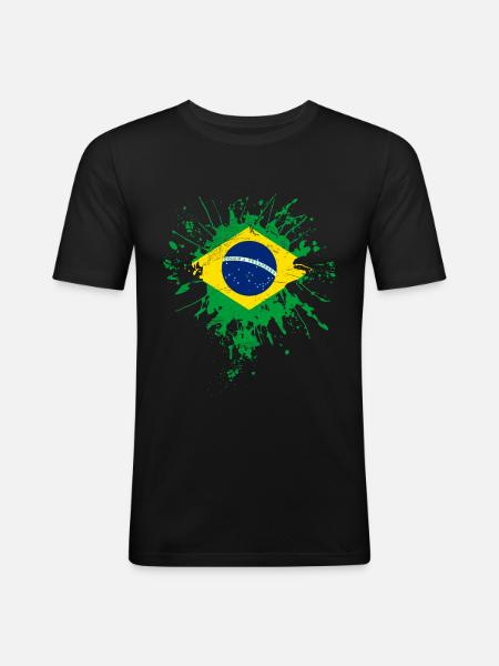 Brazil Flag - Men's Slim Fit T-Shirt - black