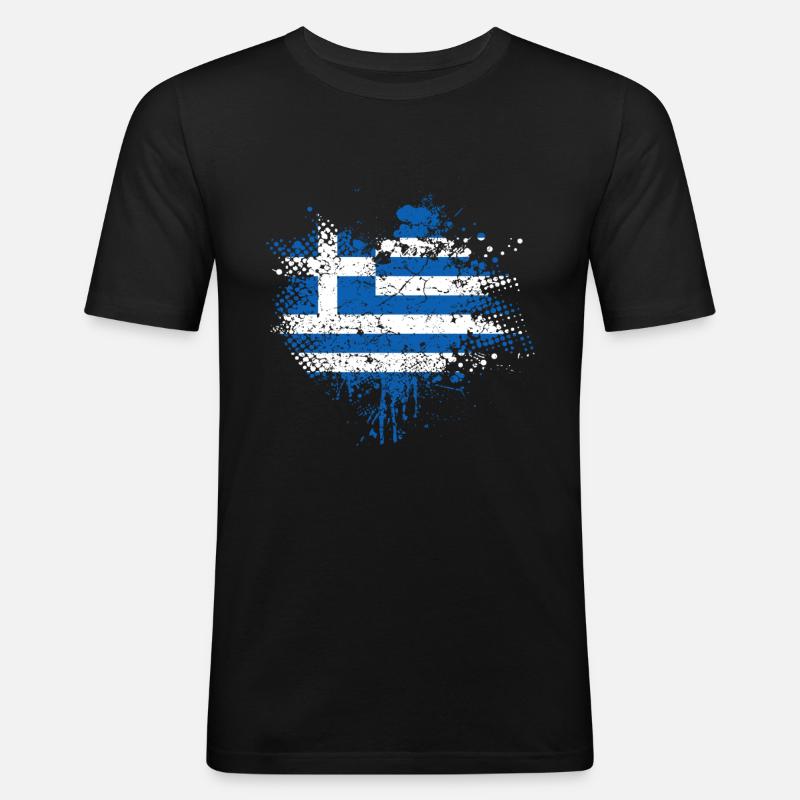 Drapeau de la grèce - T-shirt près du corps Homme - noir