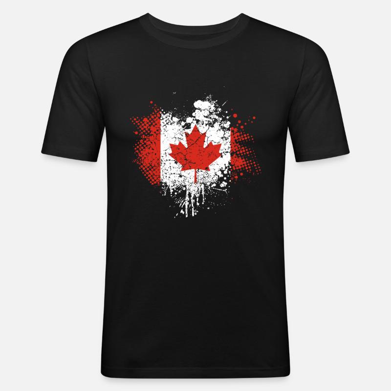 Kanada Flagge - Männer Slim Fit T-Shirt - Schwarz
