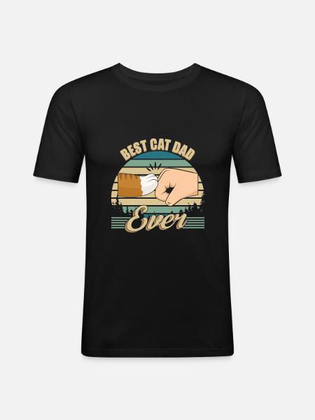 Best Cat Dad Ever - Men's Slim Fit T-Shirt - black