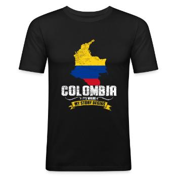 Colombia Fan - Men's Slim Fit T-Shirt - black - Front - Nik (191cm)