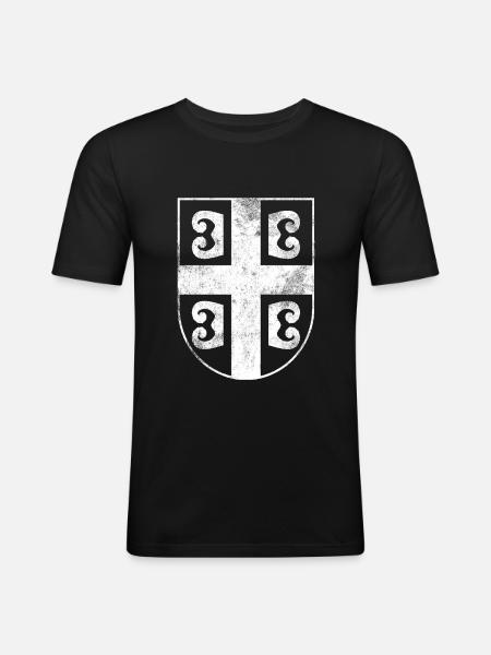 Serbien Wappen - Männer Slim Fit T-Shirt - Schwarz