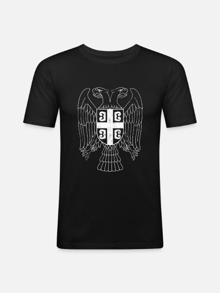Serbien Adler Wappen - Männer Slim Fit T-Shirt - Schwarz