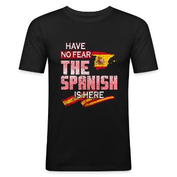 Lustiger Spanier - Männer Slim Fit T-Shirt - Schwarz - Vorne - Nik (191cm)