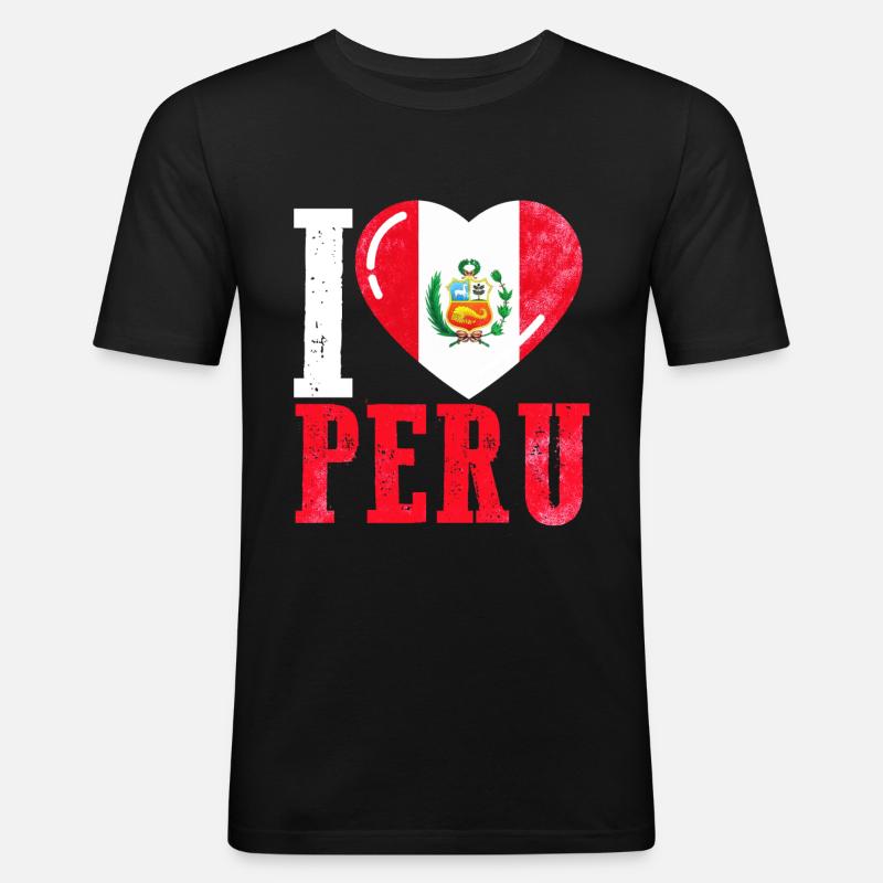 Ich liebe Peru - Männer Slim Fit T-Shirt - Schwarz