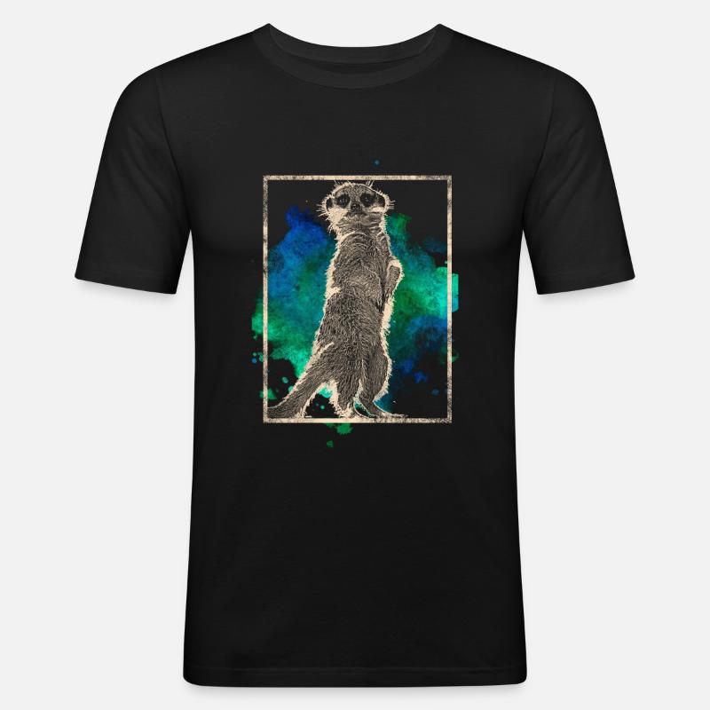 Erdmännchen - Männer Slim Fit T-Shirt - Schwarz
