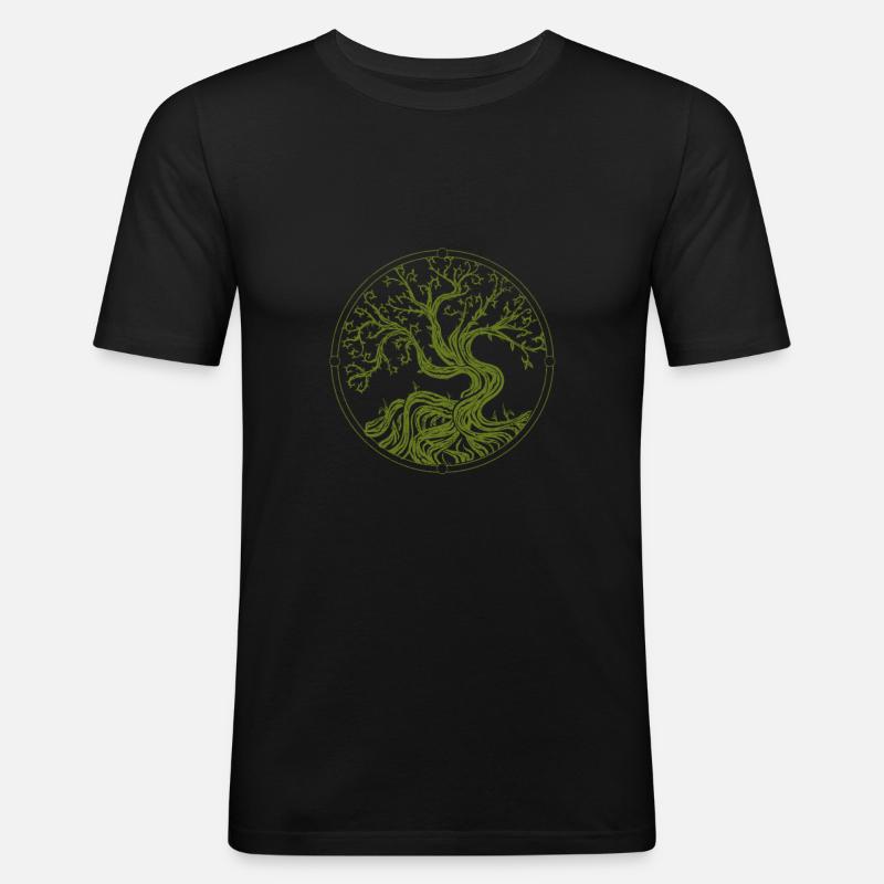 Lebensbaum - Männer Slim Fit T-Shirt - Schwarz