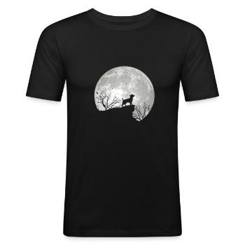 Jack Russel Terrier Hunde Hund Hundebesitzer Mond - Männer Slim Fit T-Shirt - Schwarz - Vorne - Nik (191cm)