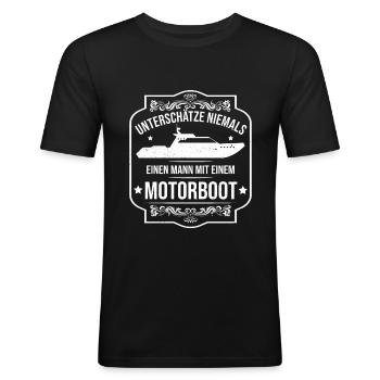 Bootsbesitzer Motorboot Bootsfahrer Bootsfahrt - Männer Slim Fit T-Shirt - Schwarz - Vorne - Nik (191cm)