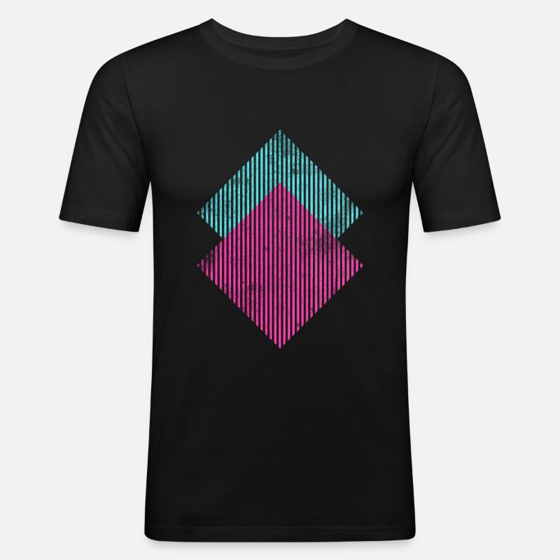 Bunte Retro Formen - Männer Slim Fit T-Shirt - Schwarz