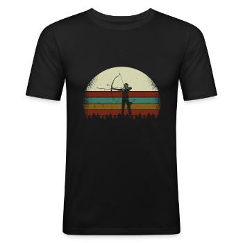 Bogenschießen Bogenschiessen Bogensport - Männer Slim Fit T-Shirt - Schwarz - Vorne - Nik (191cm)