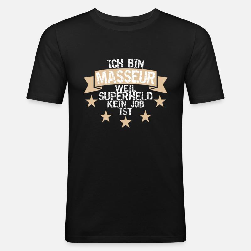 Masseur Superheld Massage Studio Massageöl - Männer Slim Fit T-Shirt - Schwarz
