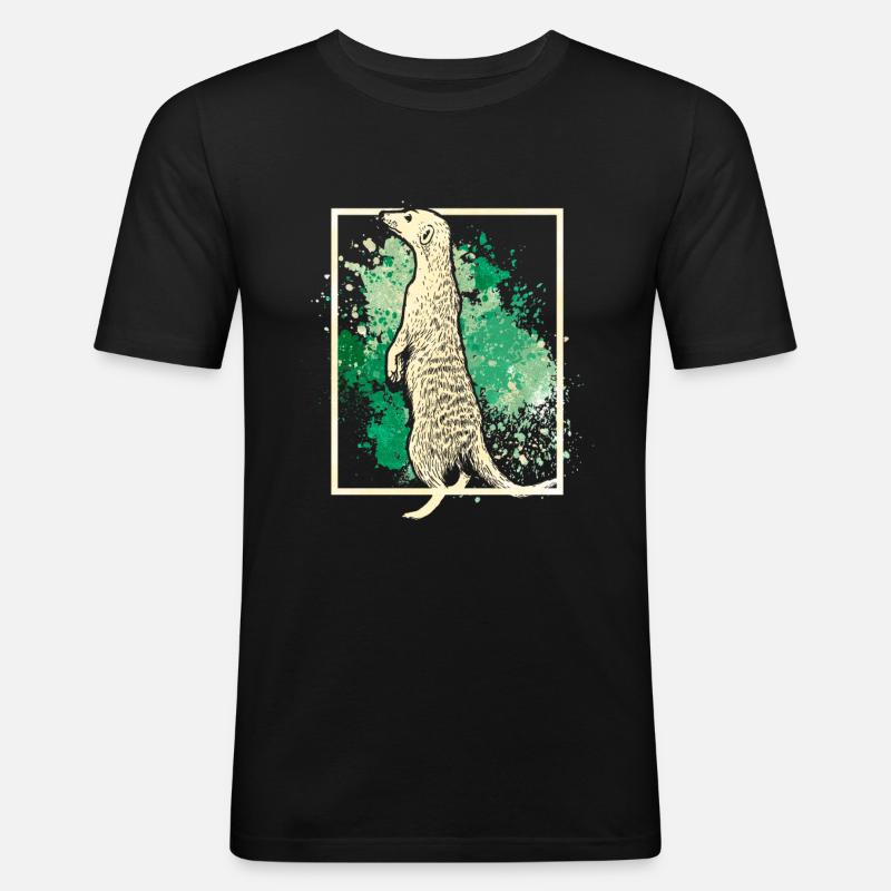 Erdmännchen - Männer Slim Fit T-Shirt - Schwarz