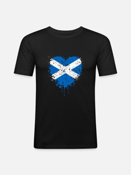 Scotland Flag Heart - Men's Slim Fit T-Shirt - black
