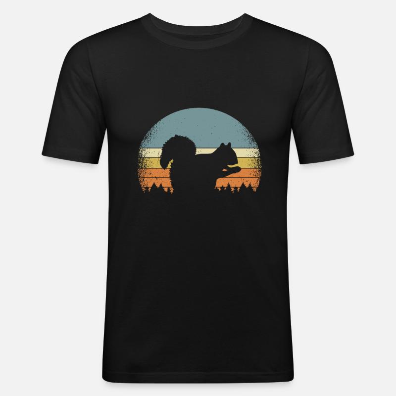 Eichhörnchen Nagetiere Streifenhörnchen - Männer Slim Fit T-Shirt - Schwarz