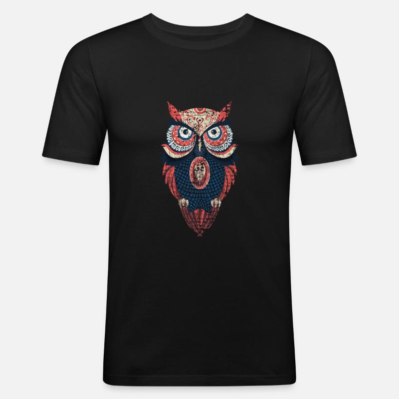 Eule Waldbewohner Eulen Natur - Männer Slim Fit T-Shirt - Schwarz