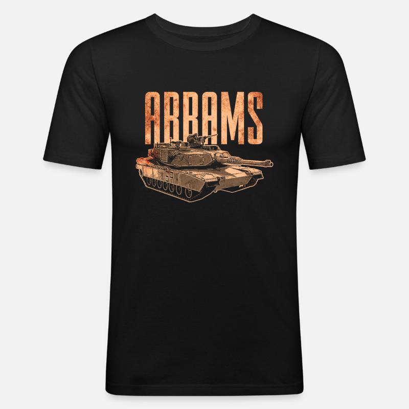 Abrams Panzer - Männer Slim Fit T-Shirt - Schwarz