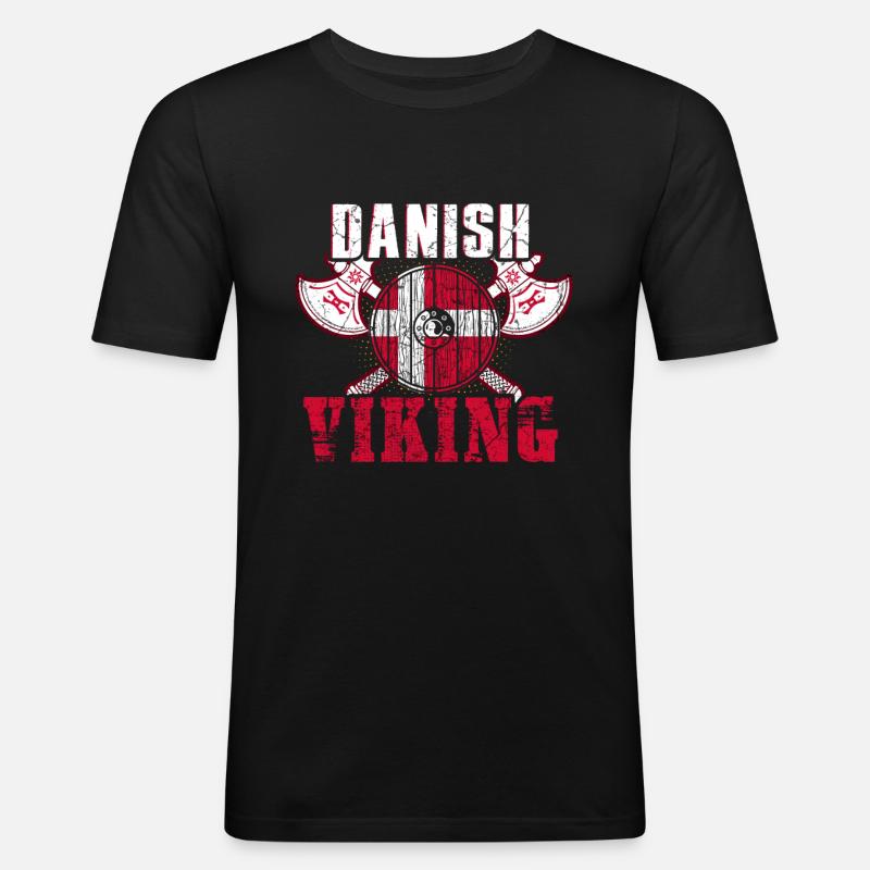 Dänemark Wikinger - Männer Slim Fit T-Shirt - Schwarz