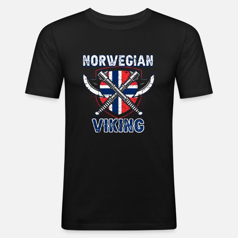 Norwegischer Wikinger - Männer Slim Fit T-Shirt - Schwarz