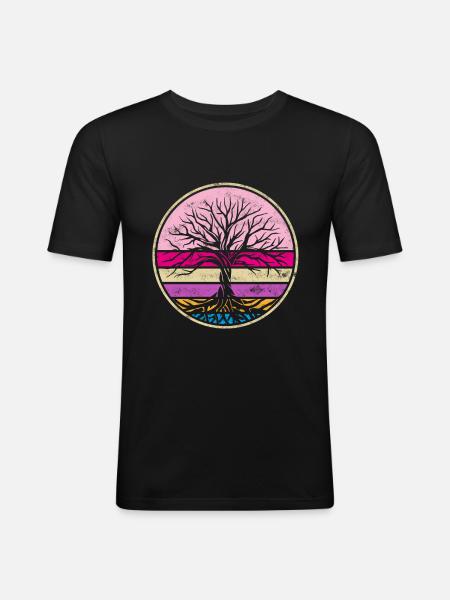 Meditation Yoga Chakra Pilates Tree of Life - Herre Slim Fit T-Shirt - sort
