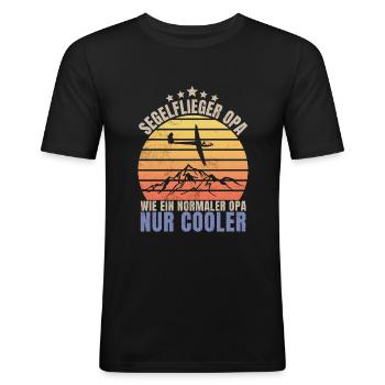 Segelflieger Opa Männer Segelfliegen Segelflugzeug - Männer Slim Fit T-Shirt - Schwarz - Vorne - Nik (191cm)