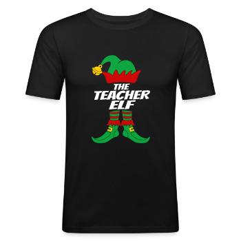 The Teacher Elf Lehrer Ugly Christmas Design - Männer Slim Fit T-Shirt - Schwarz - Vorne - Nik (191cm)