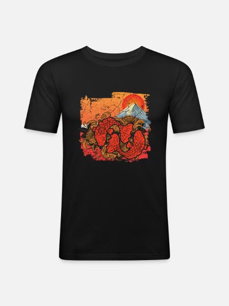 Japanische Kunst - Männer Slim Fit T-Shirt - Schwarz
