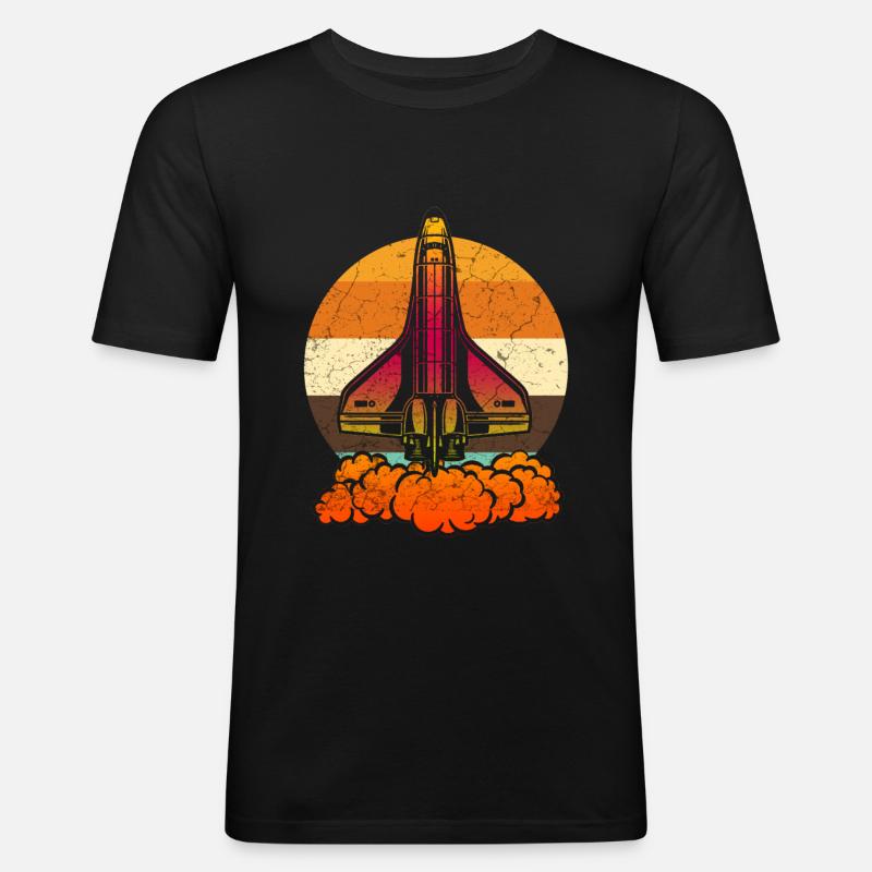 Space Shuttle - Männer Slim Fit T-Shirt - Schwarz