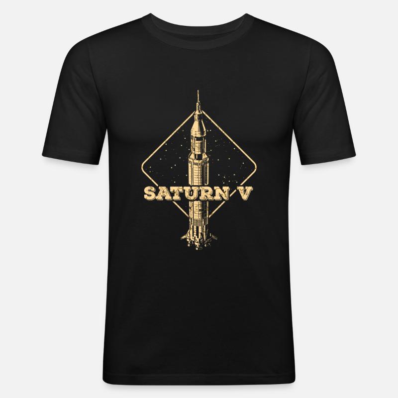 Fusée Saturn V - T-shirt près du corps Homme - noir