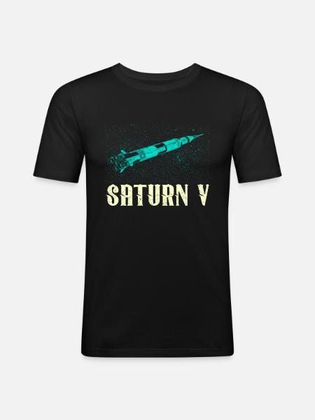 Saturn V Rocket - Men's Slim Fit T-Shirt - black