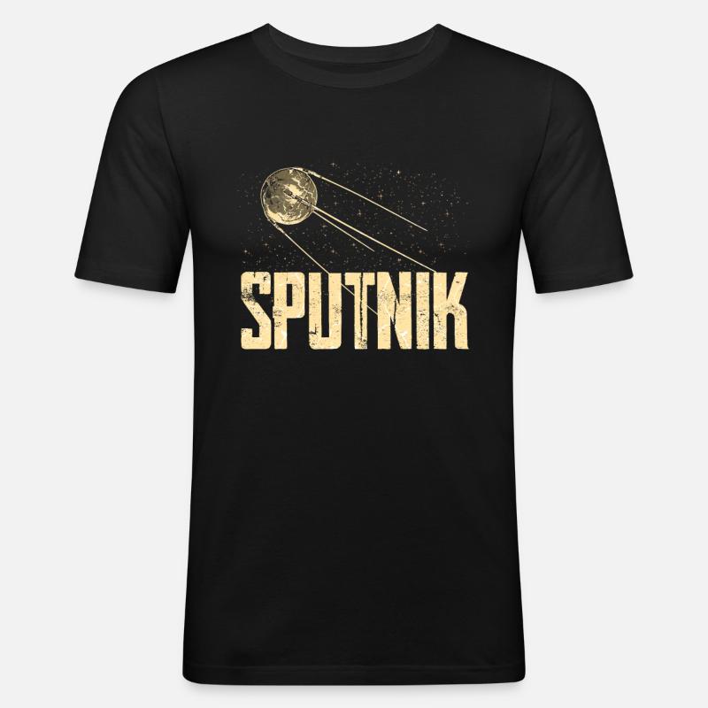 Sputnik - Männer Slim Fit T-Shirt - Schwarz