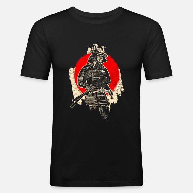 Samurai - Männer Slim Fit T-Shirt - Schwarz