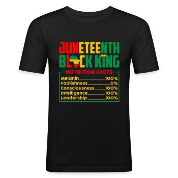 Juneteenth Black King Melanin 100% Afrocentric - Men's Slim Fit T-Shirt - black - Front - Nik (191cm)
