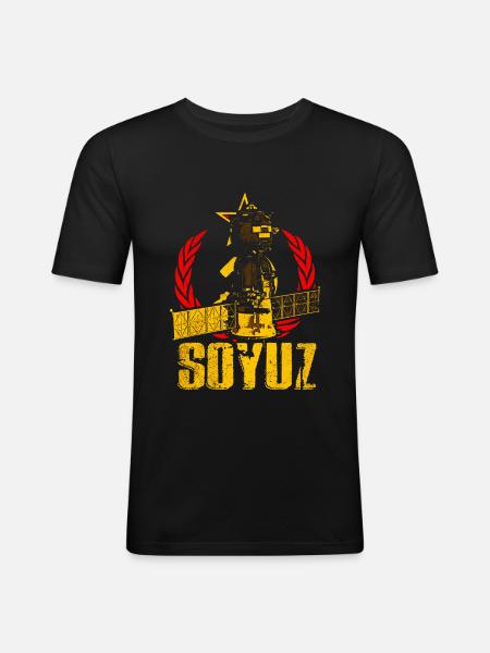 Sojus Raumschiff - Männer Slim Fit T-Shirt - Schwarz