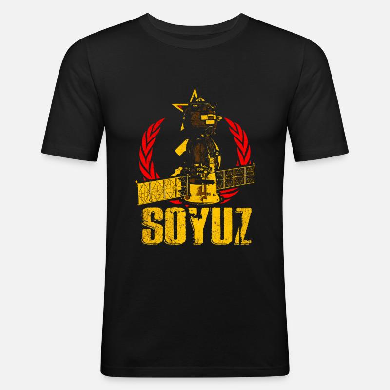Sojus Raumschiff - Männer Slim Fit T-Shirt - Schwarz