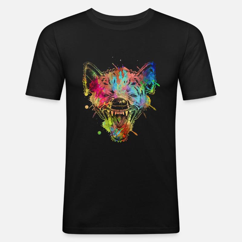 Bunte Hyäne - Männer Slim Fit T-Shirt - Schwarz