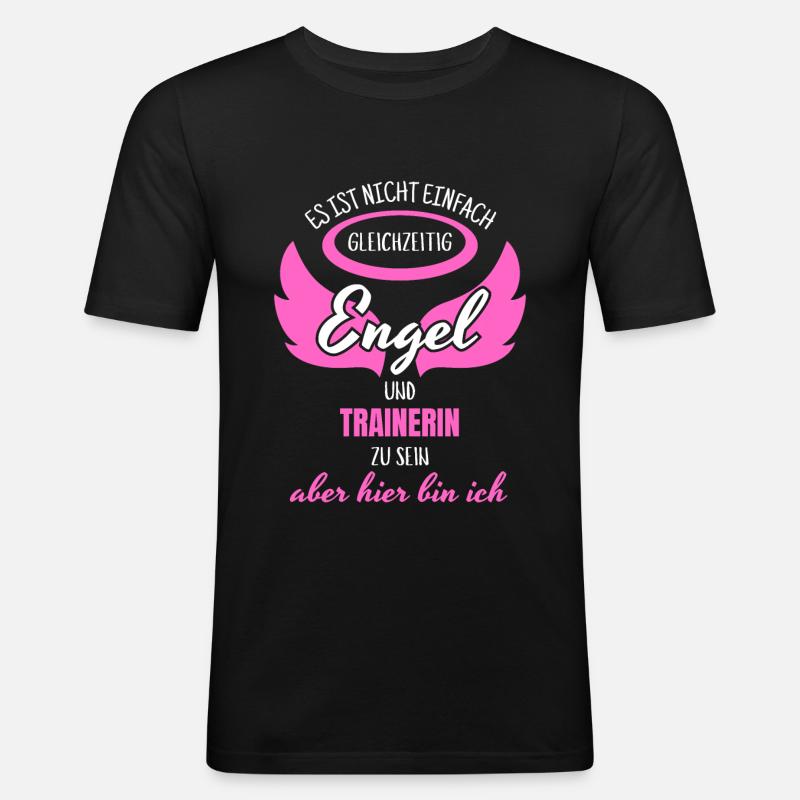 Trainerin Engel - Männer Slim Fit T-Shirt - Schwarz