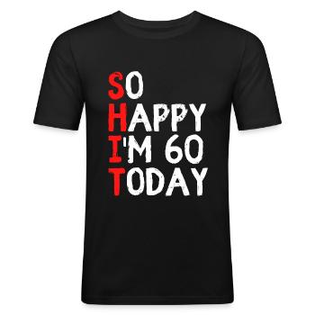 60 Jahre 60. Geburtstag lustig Geschenk - Männer Slim Fit T-Shirt - Schwarz - Vorne - Nik (191cm)