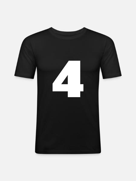Nummer 4 Großbuchstaben Monogramm - Männer Slim Fit T-Shirt - Schwarz