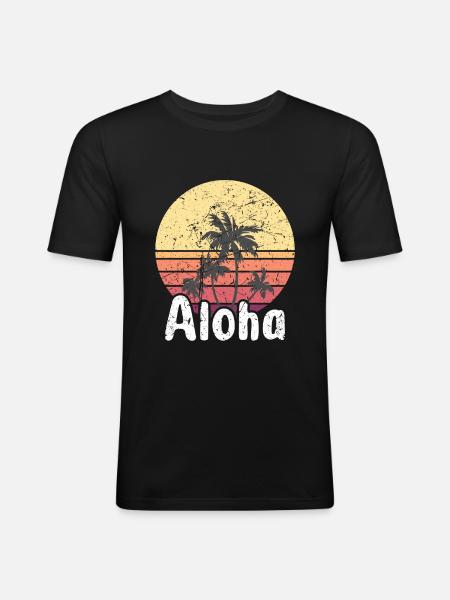 Aloha - Hawaii Surfing Retro Sunset - Men's Slim Fit T-Shirt - black