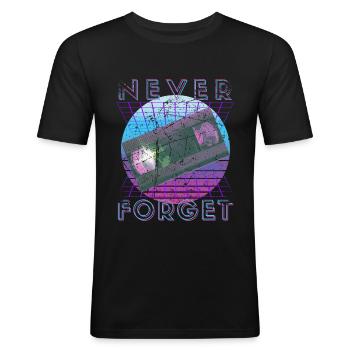 Never Forget Retro 80s 90s Nostalgia - Men's Slim Fit T-Shirt - black - Front - Nik (191cm)