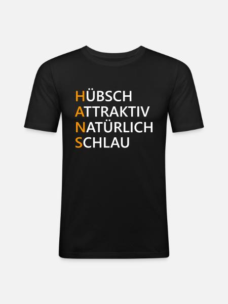 Hans Name Geschenk - Männer Slim Fit T-Shirt - Schwarz