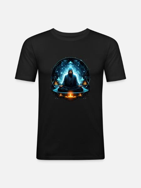 Buddha In Meditation - Männer Slim Fit T-Shirt - Schwarz
